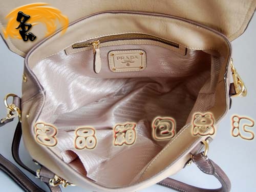 80058 Prada最新款時尚休閑女包 普拉達手提包 Prada斜挎包 米白色