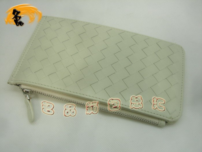 08691 Bottega Veneta羊皮手工編織錢包 BV卡夾 Bottega長款錢包 卡包 米白色