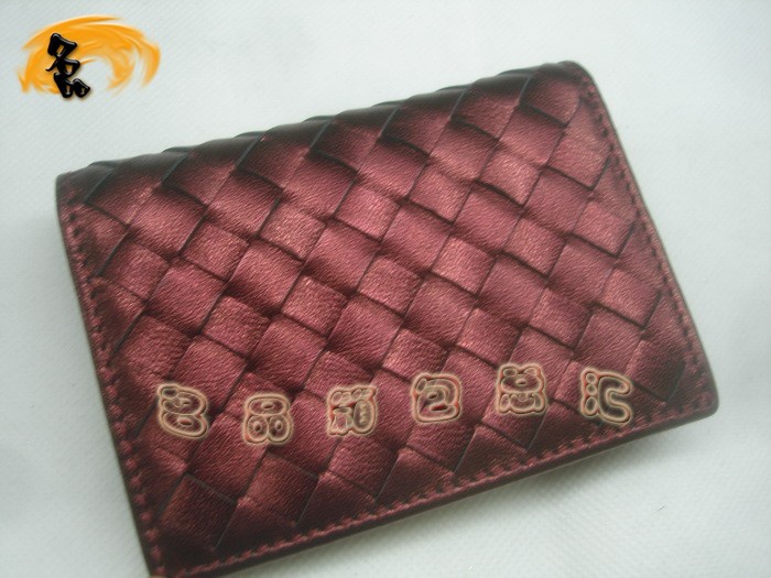 08826 Bottega Veneta經(jīng)典羊皮編織工藝 寶緹嘉卡夾 BV錢(qián)包 Bottega卡包 棗紅色