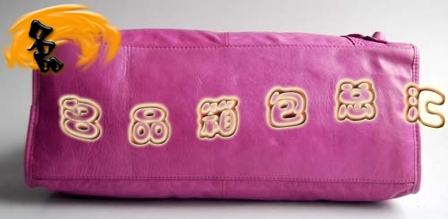 084824 Balenciaga手提包 最新款皮釘花邊牛皮時尚休閑女包 巴黎世家女包 桃紅色