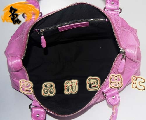 084824 Balenciaga手提包 最新款皮釘花邊牛皮時尚休閑女包 巴黎世家女包 桃紅色