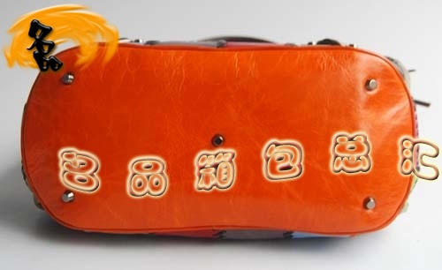 084609 Balenciaga最新款 拼色牛皮時尚女士手提包 巴黎世家女包 正品品質 橙色