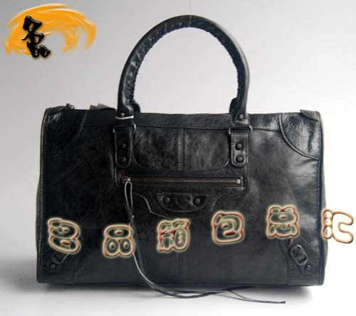 084324A 一比一品質(zhì) Balenciaga進(jìn)口羊皮女包 單肩包 巴黎世家機(jī)車(chē)包 手提包 黑色