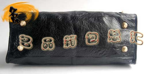 084328B Balenciaga單肩包 機車包 巴黎世家手提包 進口羊皮大金釘女包 黑色