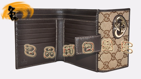 245727 Gucci經典雙G花布錢包 Gucci女士錢夾 Gucci錢包 古奇卡包 杏配啡色