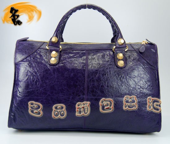 084324B Balenciaga女包 手提包 進口羊皮時尚休閑女包 巴黎世家手提包 深紫色