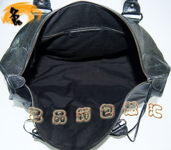 084334 Balenciaga機車包 單肩包 巴黎世家手提包 進口羊皮大金釘時尚女包 黑色