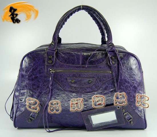 084355 Balenciaga女包 進(jìn)口羊皮時(shí)尚休閑女包 手提包 巴黎世家手提包 深紫色