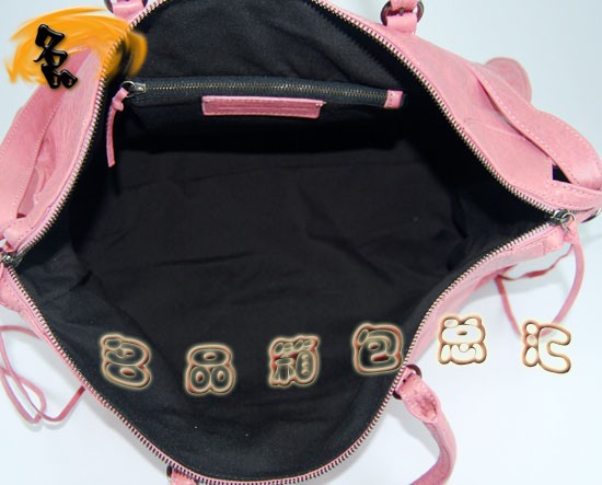 084340 單肩包 巴黎世家手提包 Balenciaga機車包 進口羊皮 時尚女包 粉紅色