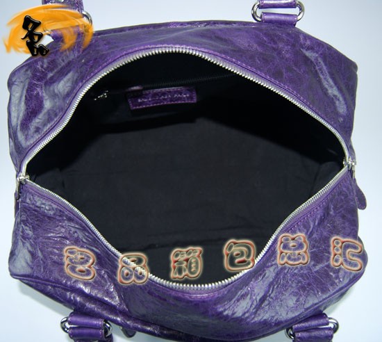 084355A 進口羊皮時尚休閑女包 手提包 Balenciaga女包 巴黎世家手提包 深紫色