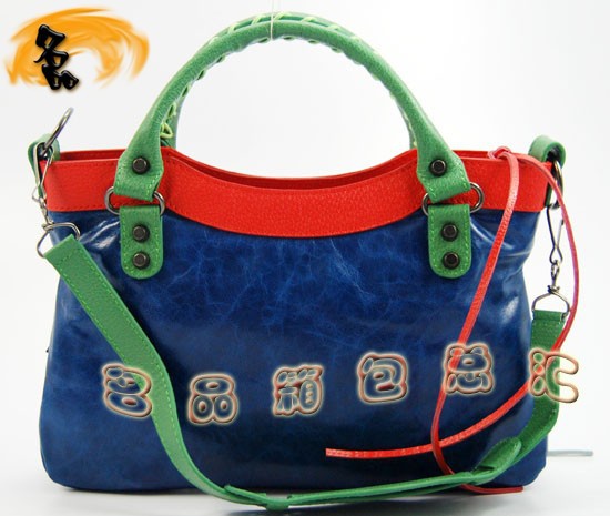 084331 巴黎世家手提包 Balenciaga女包 進口牛皮經典時尚女包 藍紅綠色