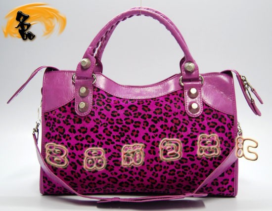 084332A Balenciaga機車包 巴黎世家單肩包 進口牛皮經典時尚女包 玫紅色