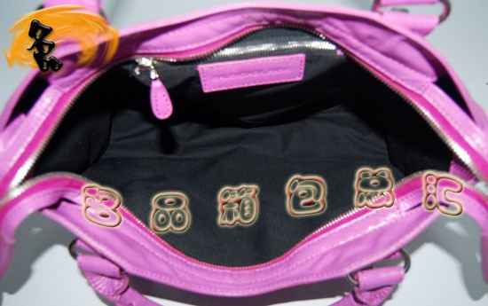 084332A Balenciaga機車包 巴黎世家單肩包 進口牛皮經典時尚女包 玫紅色
