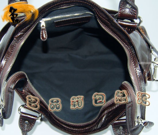 084332A Balenciaga機車包 巴黎世家單肩包 進口牛皮經(jīng)典時尚女包 深啡色