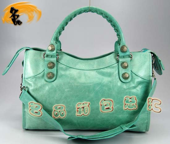 084332A Balenciaga機車包 巴黎世家單肩包 進口牛皮經典時尚女包 手提包 湖水藍
