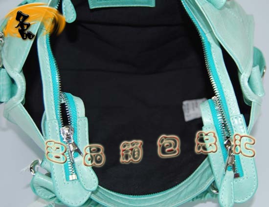 084332A Balenciaga機車包 巴黎世家單肩包 進口牛皮經典時尚女包 手提包 湖水藍