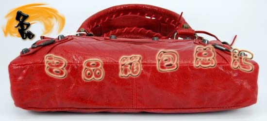 103208 巴黎世家機車包 手提包 Balenciaga單肩包 進口油皮時尚女包 紅色