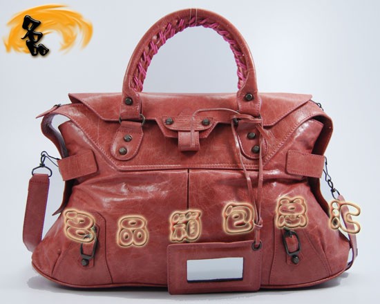 084668 Balenciaga單肩包 巴黎世家手提包 進(jìn)口牛皮經(jīng)典時尚女包 粉紅色
