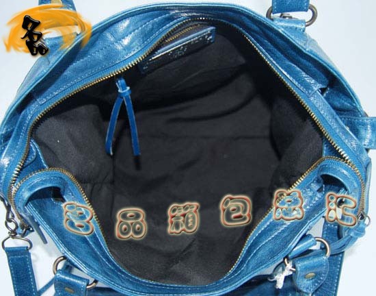 084616 Balenciaga機車包 巴黎世家單肩包 進口牛皮經典時尚女包 寶藍色