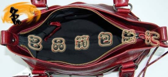 103208 巴黎世家機車包 Balenciaga單肩包 進口油皮時尚女包 手提包 酒紅色