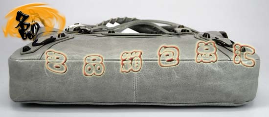 103208 巴黎世家機車包 Balenciaga單肩包 進口油皮時尚女包 手提包 淺灰色