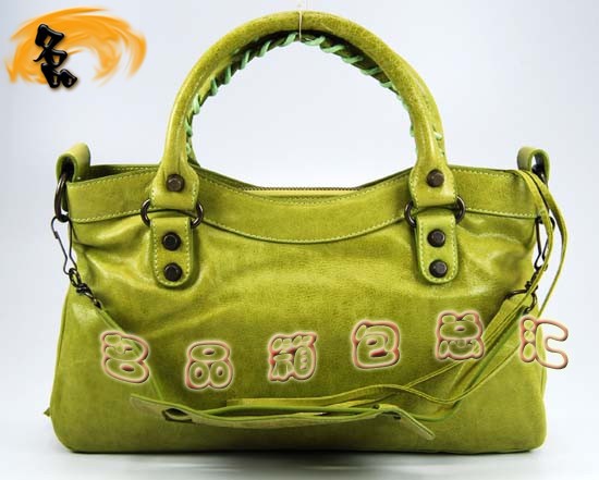103208 Balenciaga單肩包 巴黎世家機(jī)車(chē)包 進(jìn)口油皮時(shí)尚女包 手提包 淺綠色