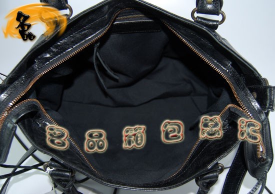 084616 巴黎世家單肩包 Balenciaga機車包 進口牛皮經典時尚女包 黑色