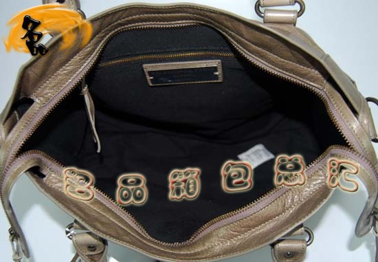 115748L 巴黎世家機車包 Balenciaga手提包 進口油皮時尚休閑女包 單肩包 銀灰色