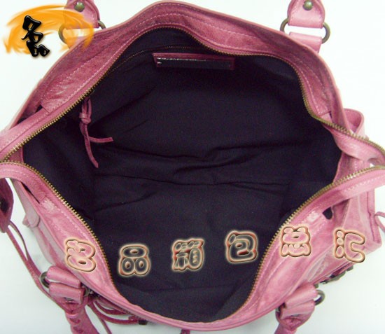 115748L 巴黎世家機(jī)車包 進(jìn)口油皮時(shí)尚女包 Balenciaga單肩包 手提包 粉紅色