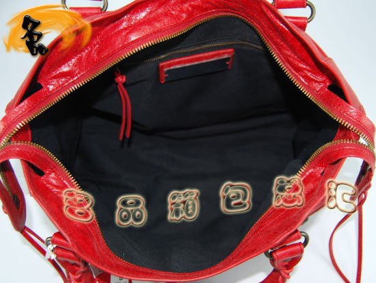 115748L 巴黎世家機(jī)車包 Balenciaga單肩包 進(jìn)口油皮時尚女包 手提包 紅色