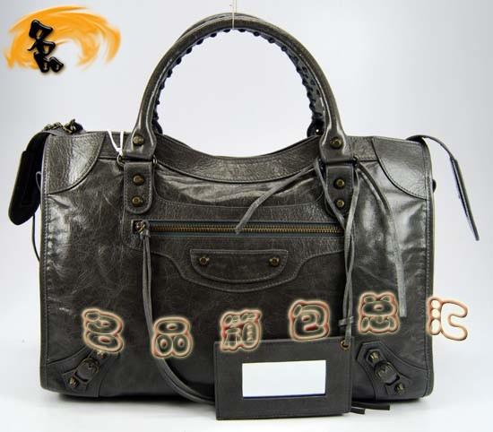 115748L 巴黎世家單肩包 Balenciaga機(jī)車包 進(jìn)口油皮時(shí)尚女包 手提包 深銀灰色