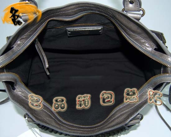 115748L 巴黎世家單肩包 Balenciaga機(jī)車包 進(jìn)口油皮時(shí)尚女包 手提包 深銀灰色