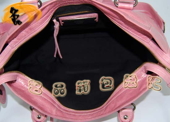 115748S 巴黎世家機車包 進口油皮時尚女包 Balenciaga單肩包 手提包 淺粉紅色