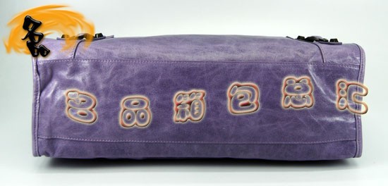 115748S 巴黎世家單肩包 進口油皮時尚女包 Balenciaga機車包 手提包 淺紫色