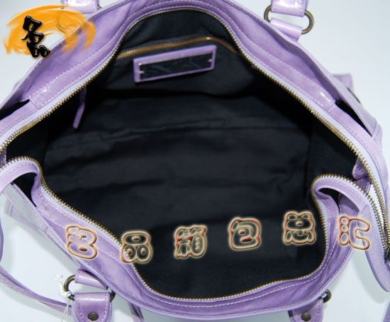 115748S 巴黎世家單肩包 進口油皮時尚女包 Balenciaga機車包 手提包 淺紫色