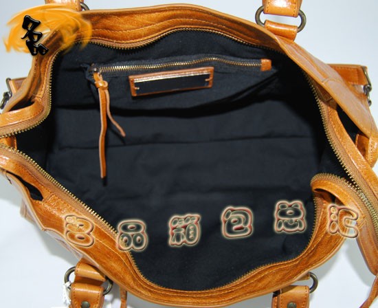 115748S 巴黎世家手提包 Balenciaga機車包 進口油皮時尚女包 單肩包 駝色