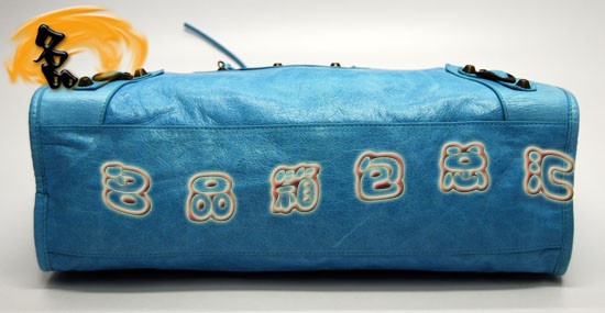 115748S 巴黎世家單肩包 Balenciaga機車包 進口油皮經典款女包 手提包 天藍色