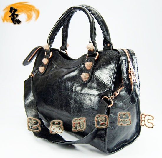 173084C 巴黎世家單肩包 Balenciaga機車包 進口牛皮時尚休閑女包 手提包 黑色