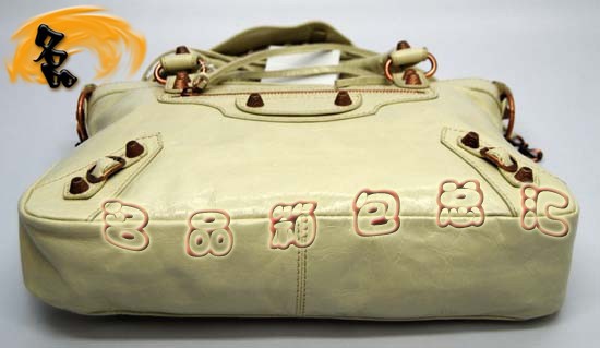 240557C 巴黎世家單肩包 Balenciaga機車包 進口油皮時尚女包 手提包 米白色