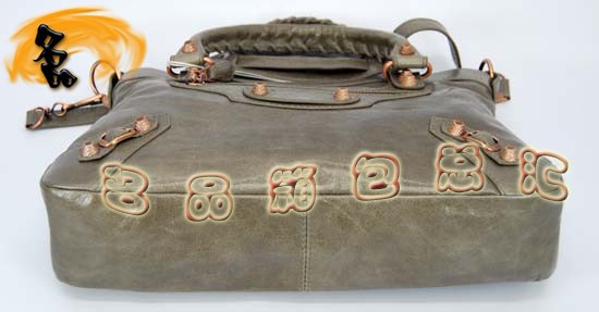 240557C 巴黎世家單肩包 進口油皮時尚女包 Balenciaga機車包 手提包 銀灰色