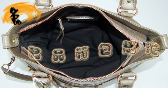 240557C 巴黎世家單肩包 進口油皮時尚女包 Balenciaga機車包 手提包 銀灰色