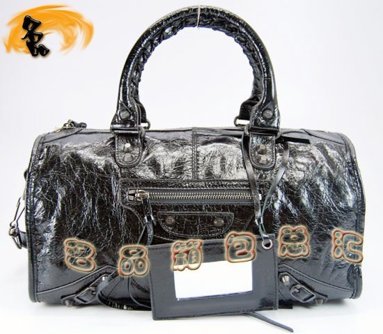 421423 巴黎世家單肩包 進口油皮時尚女包 Balenciaga手提包 機車包 黑色