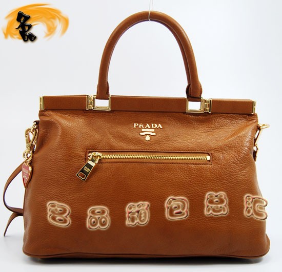 80300 Prada手提包 普拉達(dá)單肩包 Prada時(shí)尚休閑包 最新款女包 土黃色