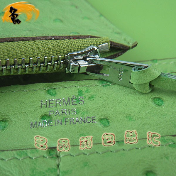 H001 Hermes錢包 愛馬仕經(jīng)典款兩折錢包 Hermes手拿包 鴕鳥紋女士錢夾 綠色