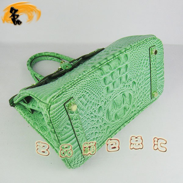 6088 愛馬仕女包 Hermes手提包 Hermes Birkin 鉑金包 鱷魚頭紋(30) 綠色金扣