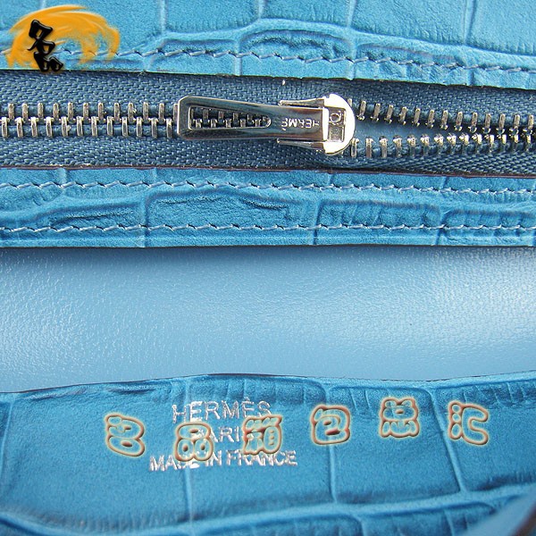 H005 Hermes錢(qián)包 愛(ài)馬仕經(jīng)典H扣兩折錢(qián)包 Hermes長(zhǎng)款錢(qián)包 鱷魚(yú)紋女士錢(qián)夾 中藍(lán)色