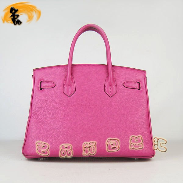 6088 愛(ài)馬仕女包 Hermes手提包 Hermes Birkin 鉑金包 荔枝紋(30) 桃紅色金扣