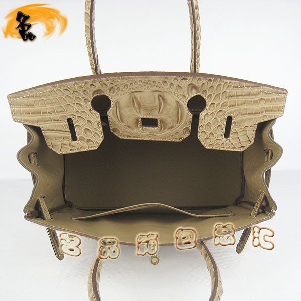 6088 愛馬仕女包 Hermes手提包 Hermes Birkin 鉑金包 鱷魚頭紋(30) 杏色金扣