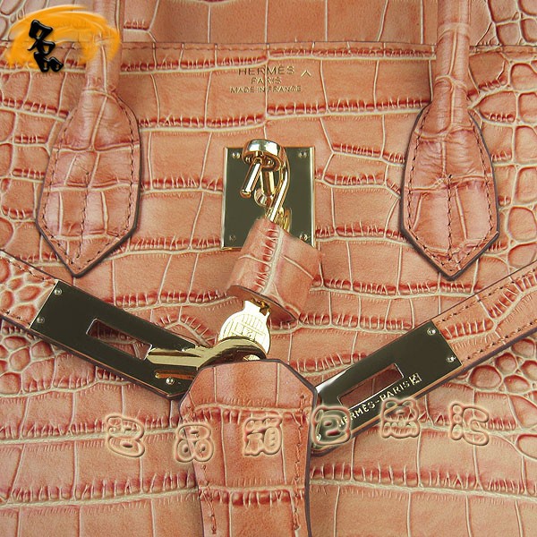 6089 愛(ài)馬仕女包 Hermes手提包 Hermes Birkin 鉑金包 鱷魚(yú)紋(35) 橙色金扣