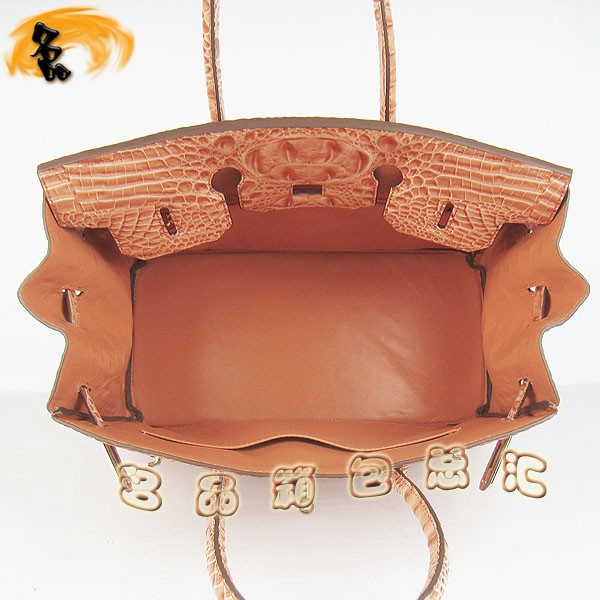 6089 愛馬仕女包 Hermes手提包 Hermes Birkin 鉑金包 鱷魚頭紋(35) 橙色金扣